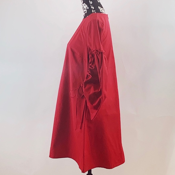 Red Halogen Parachute Shift Dress with Tie Sleeves | S - Picture 4 of 9